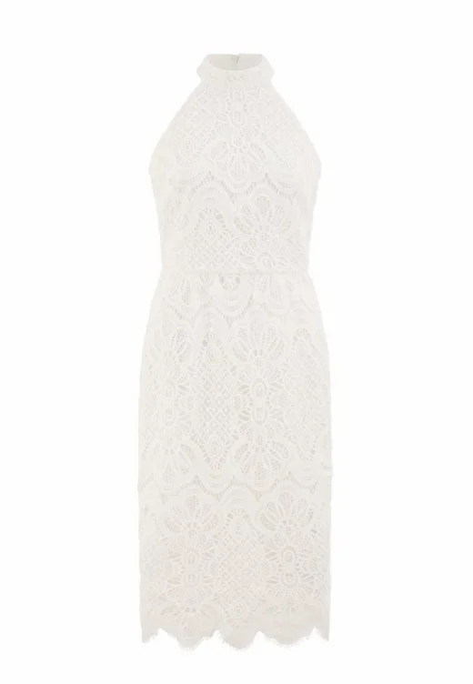 Yumi Ivory Lace Halter Neck Dress