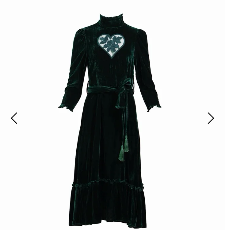 Evergreen Velvet Heart Sirsna Dress