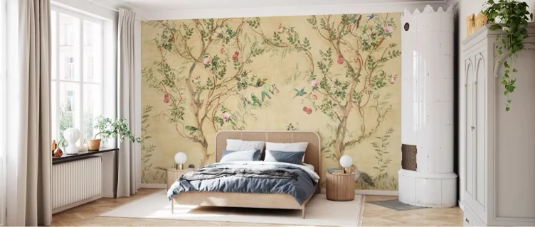Papier peint oiseaux dans les branches