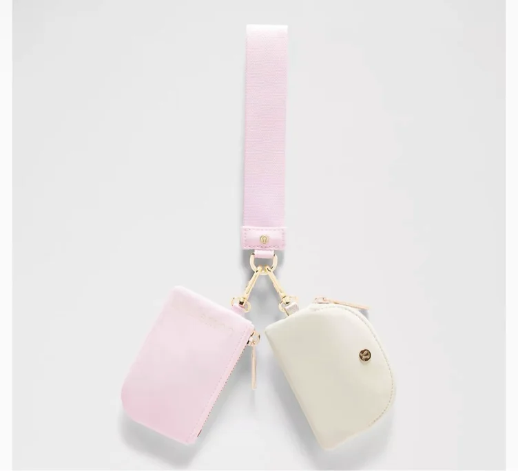 Dual Pouch Wristlet -Blissful Pink/Light Ivory- ONE SIZE