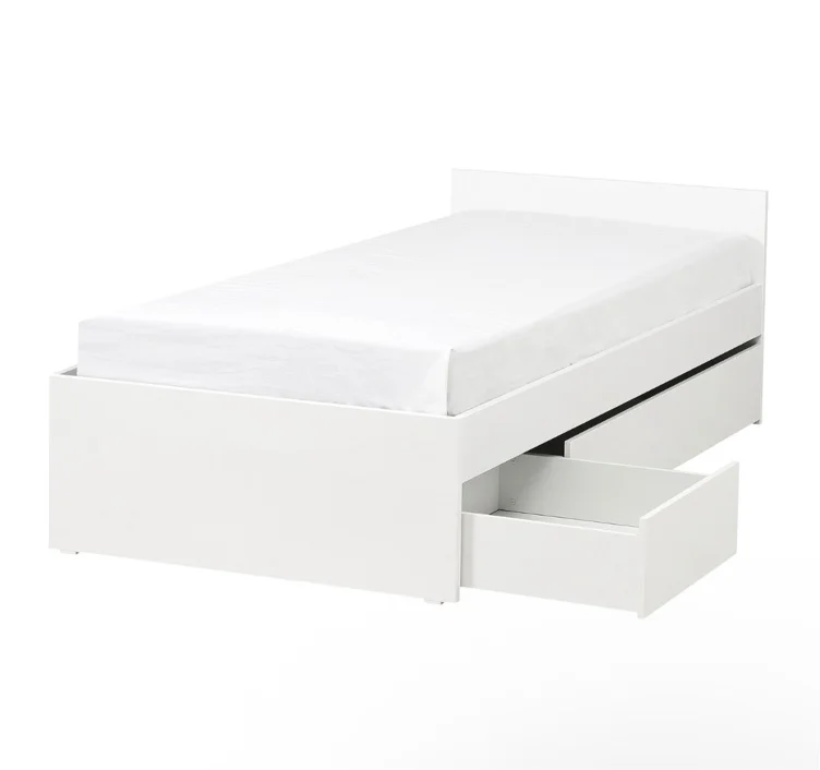 VIHALS Bed frame with 2 storage boxes - white/Luröy Standard Single