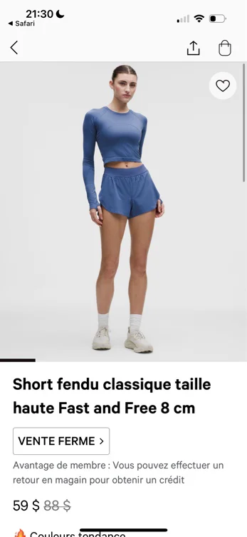 Short fendu classique taille haute Fast and Free 8 cm - Red Glow - P