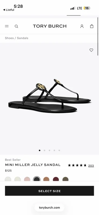 Mini Miller Jelly Sandal in black, size 6