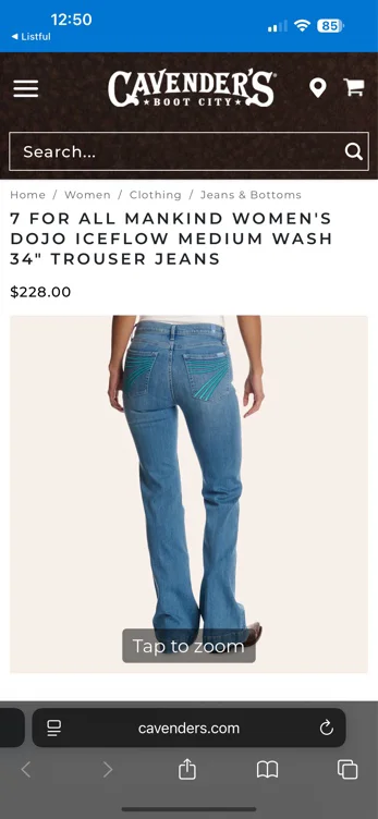 7 For All Mankind Women's Dojo Iceflow Medium Wash 34" Trouser Jeans | Cavender's