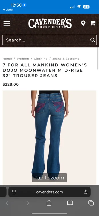7 For All Mankind Women's Dojo Moonwater Mid-Rise 32" Trouser Jeans | Cavender's