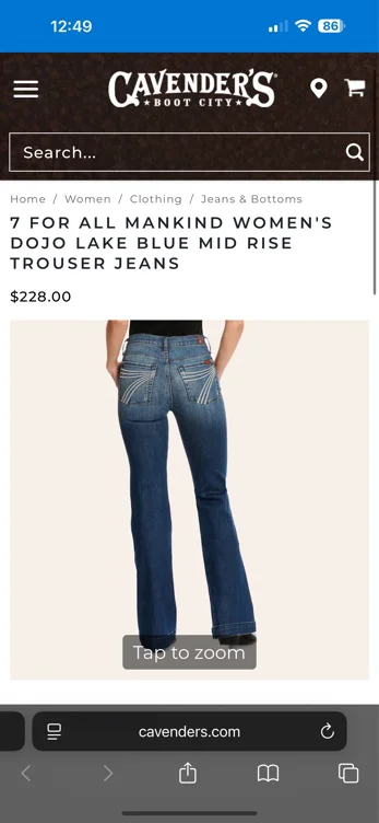 7 For All Mankind Women's Dojo Lake Blue Mid Rise Trouser Jeans