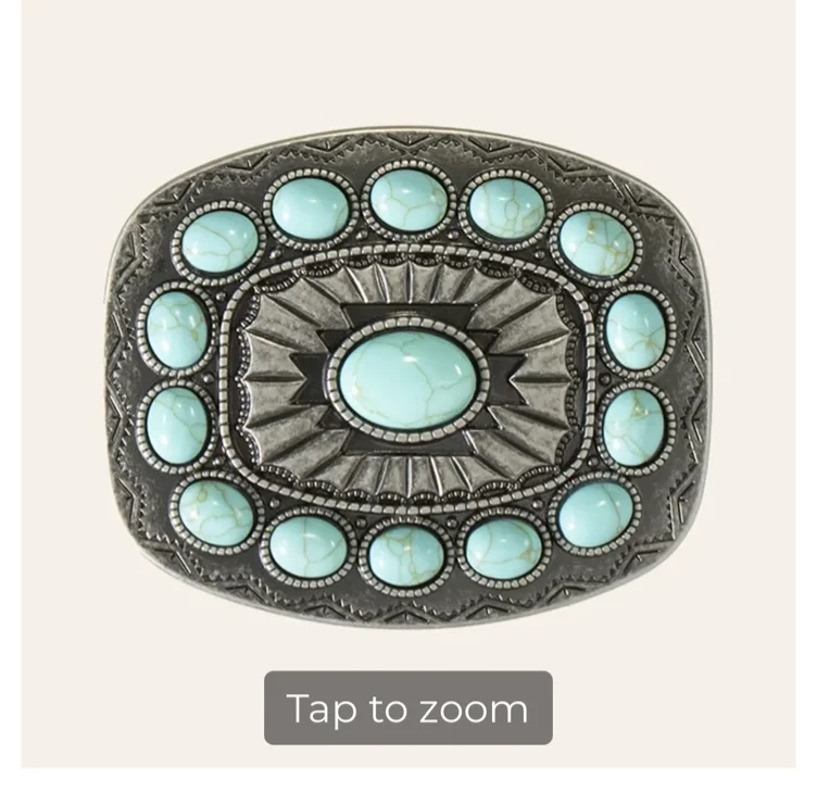 Blazin Roxx Turquoise & Silver Southwest Rectangle Buckle | Cavender's