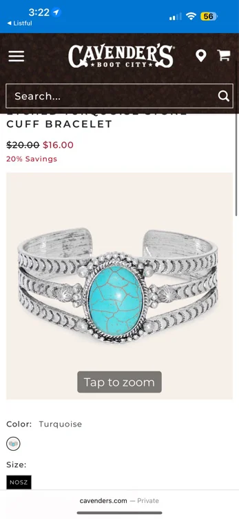 Southern Grace Silver Etched Turquoise Stone Cuff Bracelet | Cavender's