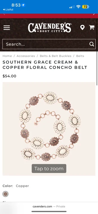 Southern Grace Cream & Copper Floral Concho Belt | Cavender's
