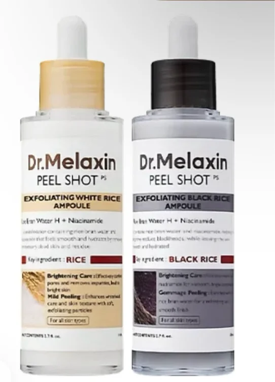[Dr. Melaxin Official] Peel Shot Glow Rice Ampoule Duo - Serums for Brightening, Exfoliating, and Moisturizing - Suitable for All Skin Types