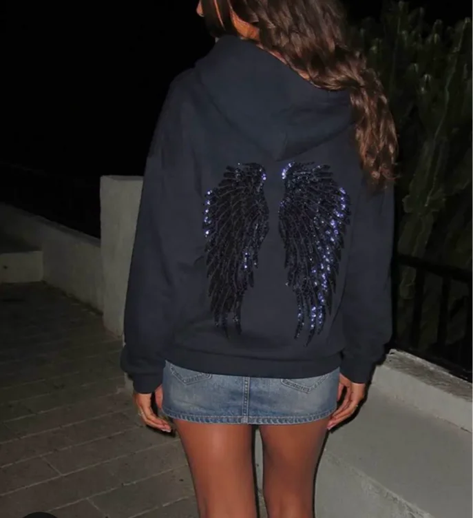 Wings sequin hoodie