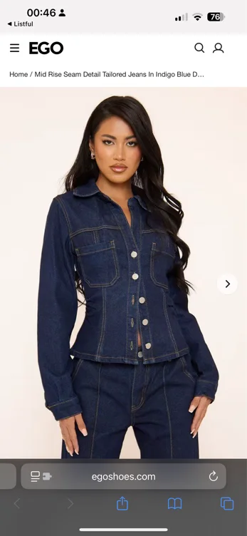 Mid Rise Seam Detail Tailored Jeans In Indigo Blue Denim