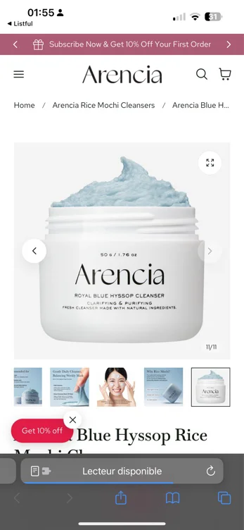 Arencia Blue Hyssop Rice Mochi Cleanser