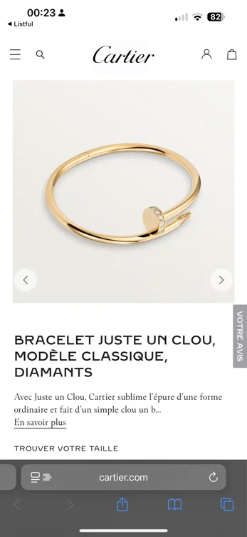 Bracelet Juste un Clou, modèle classique, diamants