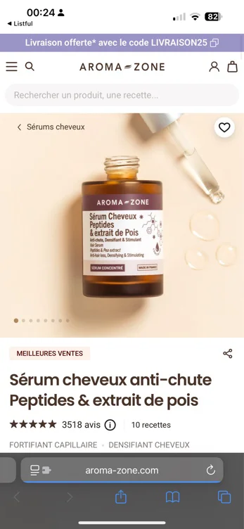 Sérum cheveux anti-chute Peptides & extrait de pois