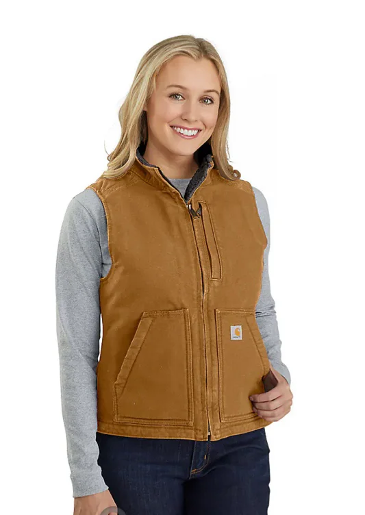 Women's Sherpa Lined Vest - Relaxed Fit - Washed Duck