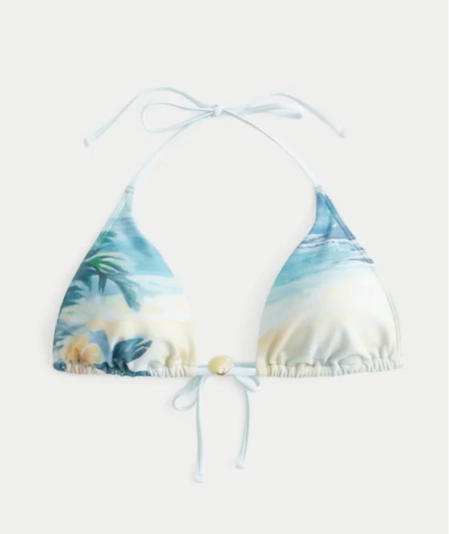 Scenic Print Charm Triangle Bikini Top