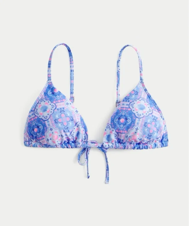Embellished Over-the-Shoulder Triangle Bikini Top