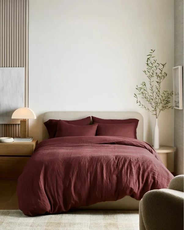 Linen Duvet Cover | Quince in Burgundy