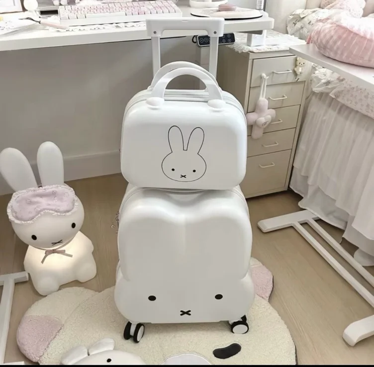 Cute Special Shaped 20 Inch Miffy Suitcase Compact Solid Color High Appearance Travel Luggage for Student Trip Kawaii Cartoon