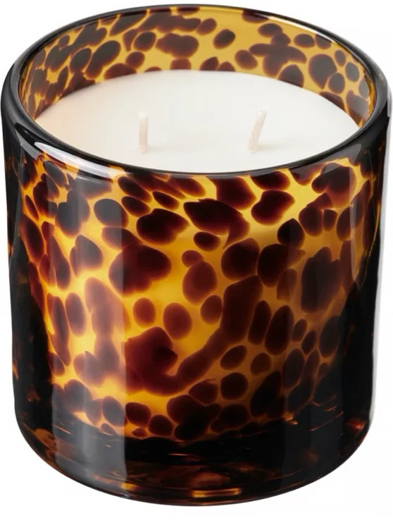 KRONSÅNGARE Bougie parf 2 mèches ds verre - pêche/à pois brun 50 hr