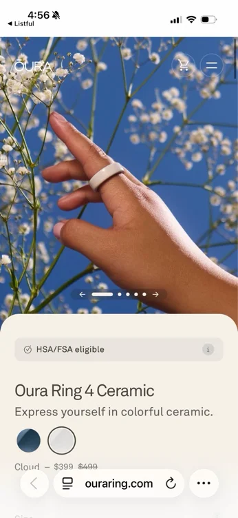 Oura Ring 4 - Cer Cloud