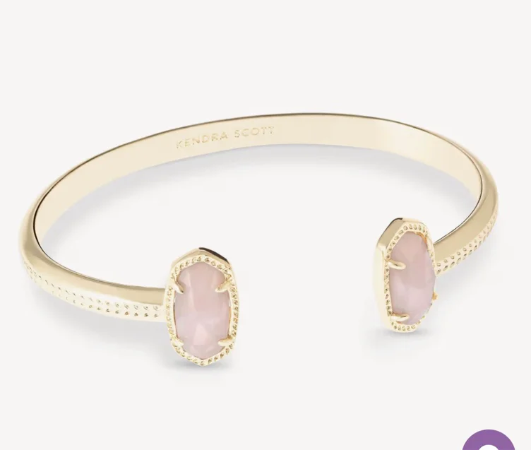 Elton Gold Cuff Bracelet in Rose Quartz