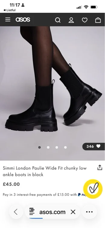 Simmi London Paulie Wide Fit chunky low ankle boots in black