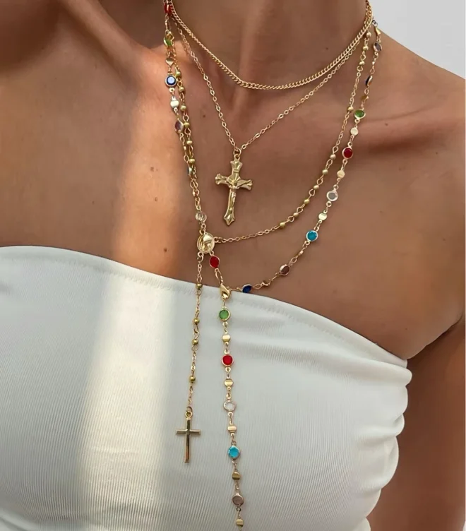 4 Piece Set Vintage Metal Jesus Cross Y-Style Long, Religiou | Black Friday Sale TikTok Shop