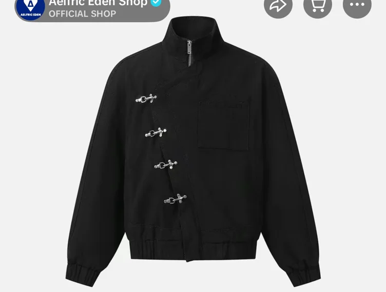 Aelfric Eden Metal Button Boxy Jacket Black Long Sleeve Stan | Black Friday Sale TikTok Shop