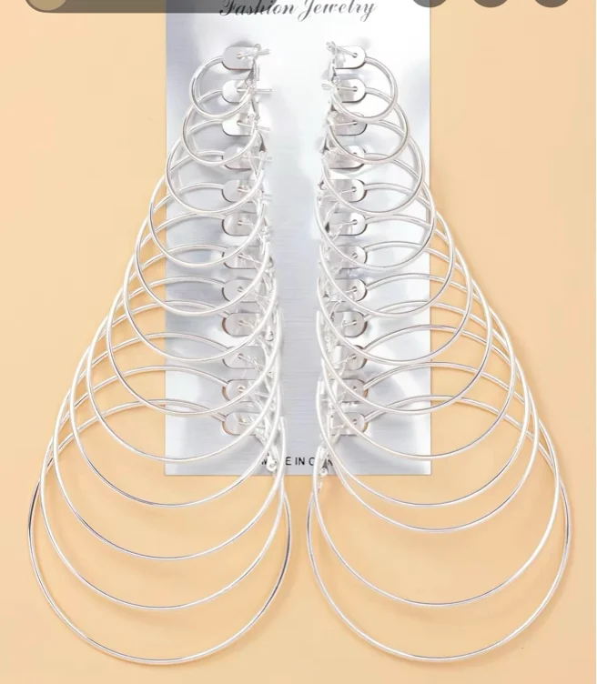 12 Pairs/Set Multiple Size Fashionable Hoop Earrings, Daily Wear | Black Friday Sale TikTok Shop