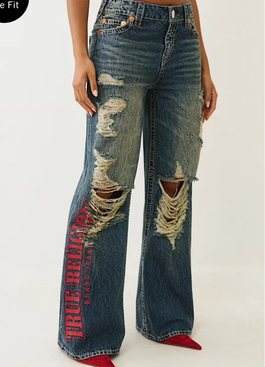 

TRUE RELIGION X VON DUTCH BOBBI BIG T BAGGY JEAN - Dark Wash W Destroy | True Religion

