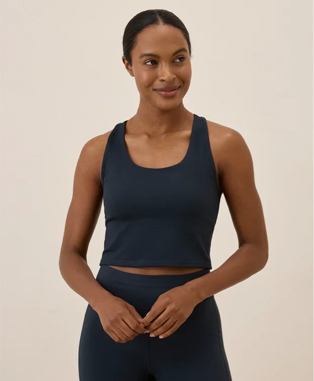 PACT Women's Midnight Blue On the Go-To Crop Tank XS