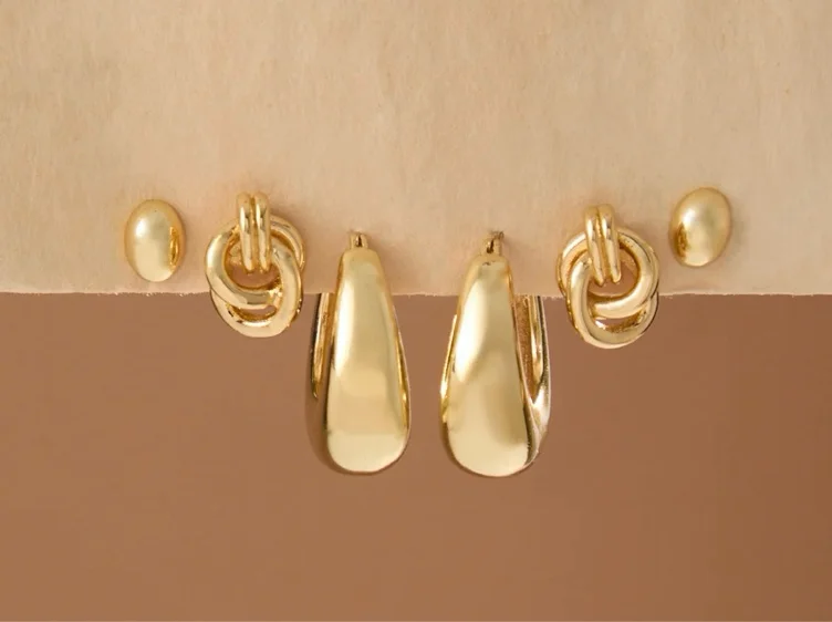 18K Gold Chic Statement Earring Set