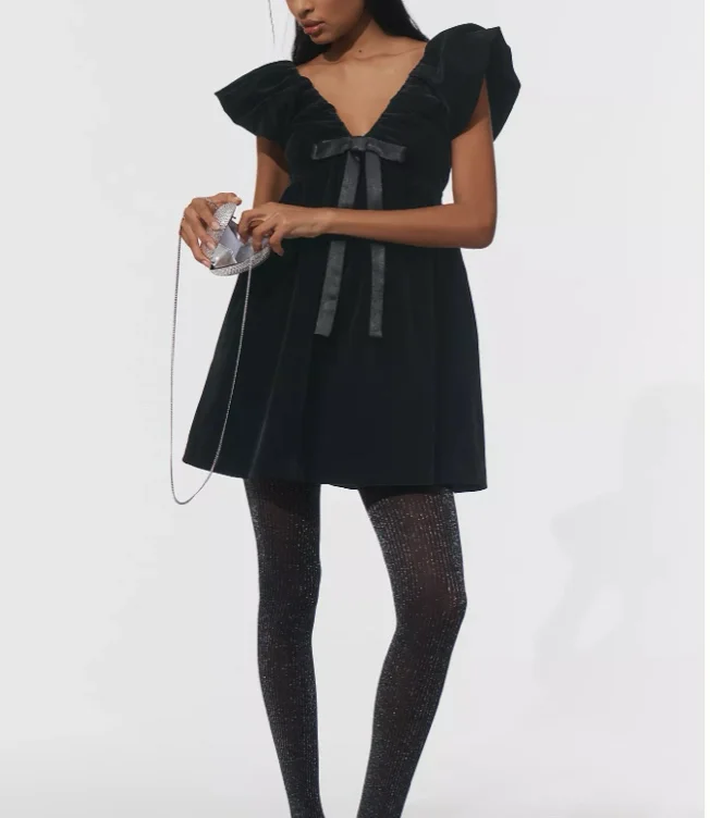 Endless Rose Velvet Bow Mini Dress