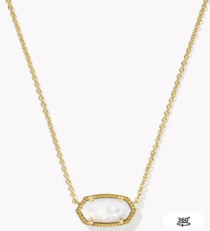 Elisa Gold Pendant Necklace in Ivory Mother-of-Pearl