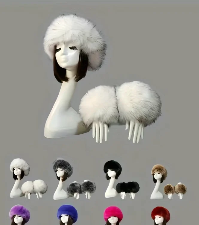 Fur hat set 