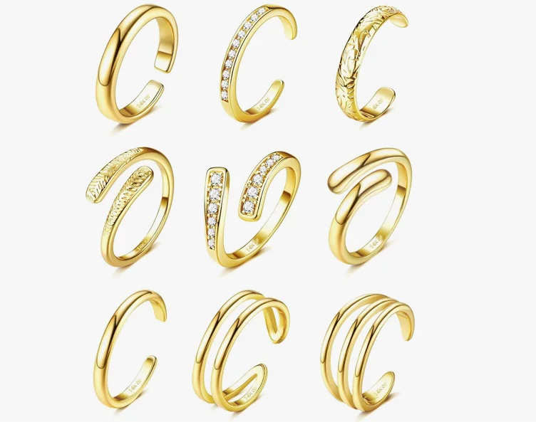 Amazon.com: Besteel Toe Rings for Women 14K Gold Filled Simple Hug CZ Triple Open Band Rings Trendy Adjustable Toe Rings Summer Beach Foot Jewelry for Women(14k gold plated) : Clothing, Shoes & Jewelry
