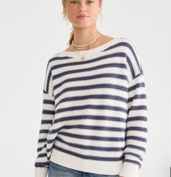 Striped Slouchy Crew Sweater