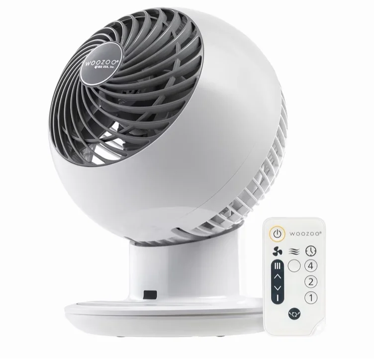IRIS USA WOOZOO Air Circulator Fan with Remote, Oscillating, 5 Speeds, 82ft Max Air Distance, 90° Adjustable Tilt, 30db Quiet Motor, Small Fan for Bedroom, Office, Dorm, White 