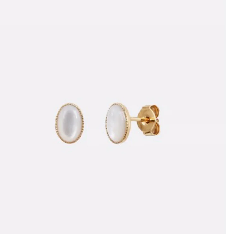 Boucles d'oreilles dorées - CAB OVALE Doré - Caroline Najman | Galeries Lafayette