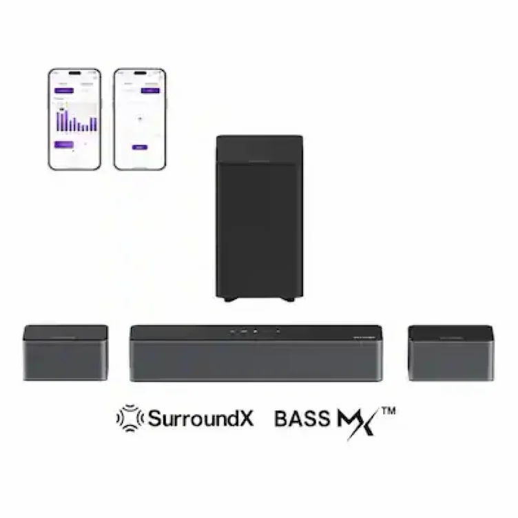 Ultimea - Poseidon M3T 5.1 Surround Sound Bar, with Wireless Subwoofer and Rear Speakers, 350W - Black