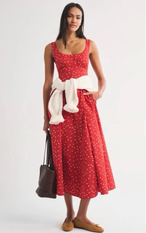 100% Cotton A&F Bra-Free Dylan Midi Dress