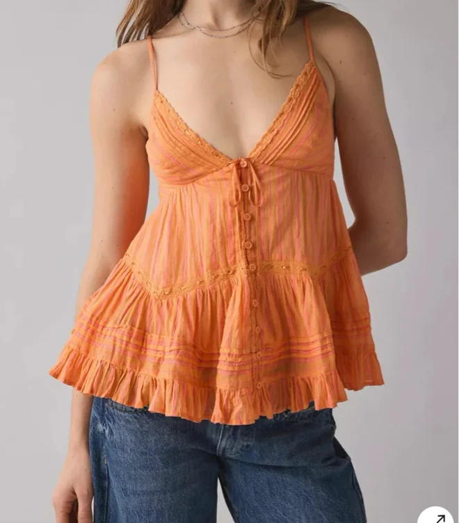 Kimchi Blue Tara Embroidered Cotton Babydoll Cami
