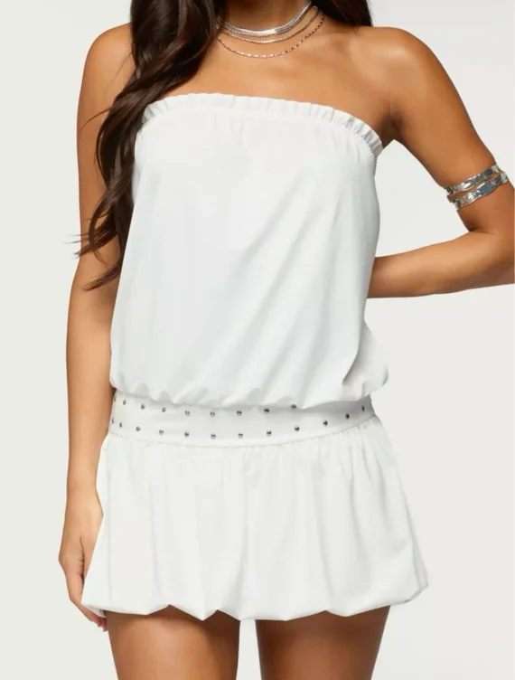 Edikted Layton Studded Strapless Bubble Mini Dress