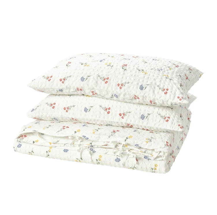PILDVÄRGMAL Duvet cover and pillowcase(s) - white/floral pattern King