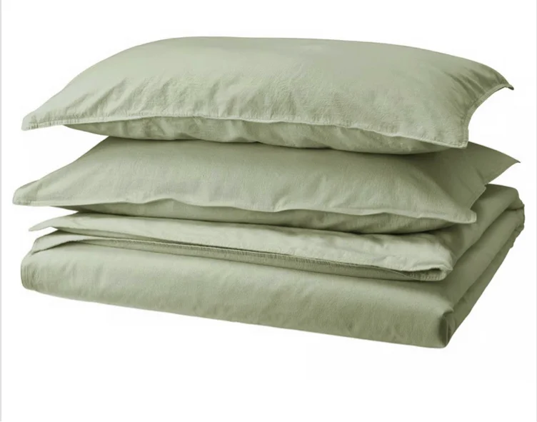ÄNGSLILJA Duvet cover and pillowcase(s) - gray-green King