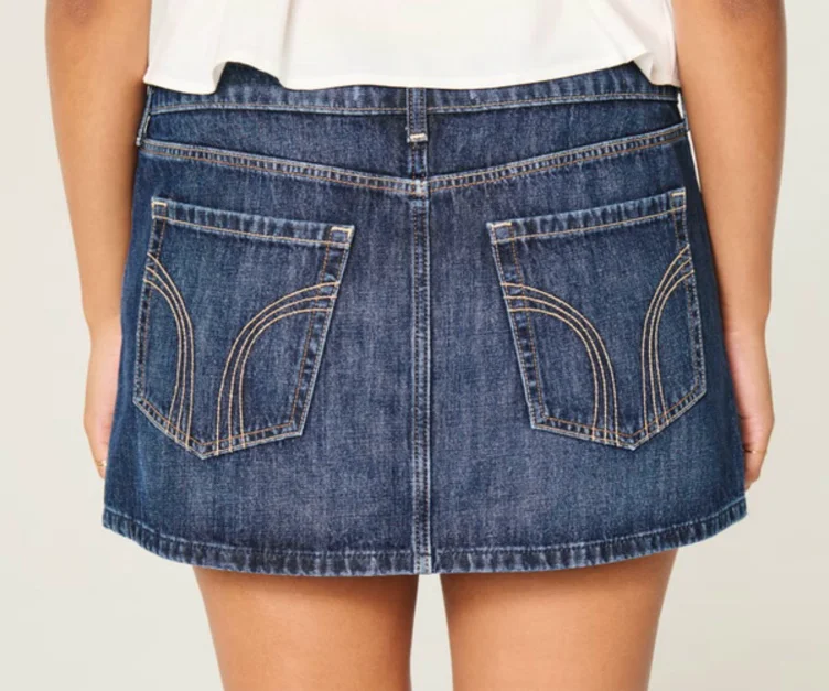 Low-Rise Denim Mini Skort