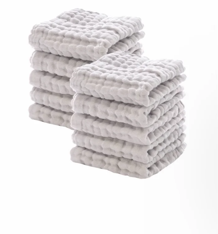 Baby Washcloths and Burp Cloths, Soft Absorbent Towels for Newborns,10 Pack, 12x12 Inches