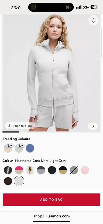 Scuba Full-Zip Hoodie - Heathered Light Grey with silver zipper - 8